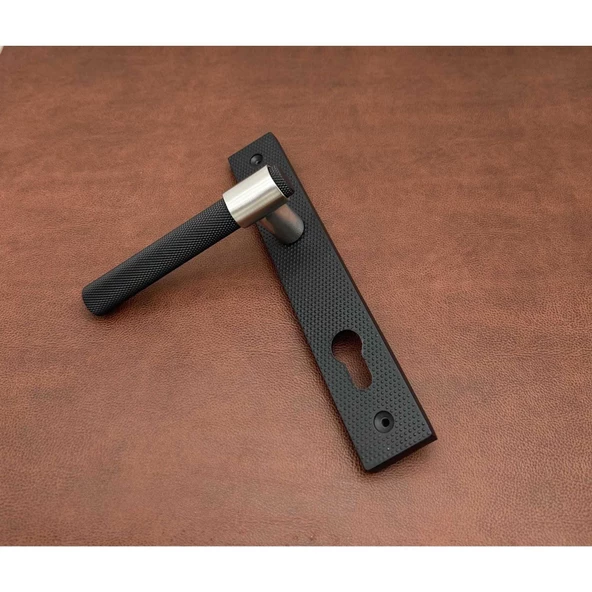 Punch Mat Siyah İnox Lüx Zamak Aynalı Çelik Kapı Kolu 1 Takım - Resim 7