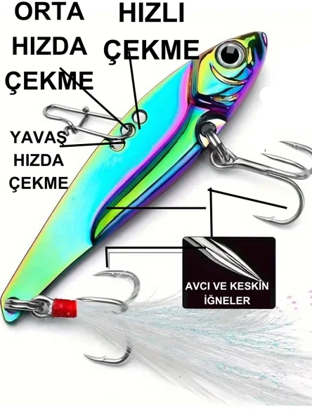 Eagenset Yapay Yem 15gram / 6,8 c.m Çok Renkli Spin, Rapala, Jig Yem, Zoka Yem, Alabalık, Çinekop, Levrek, Lüfer, Palamut, Zargana, Turna, Zoka Yem - 10
