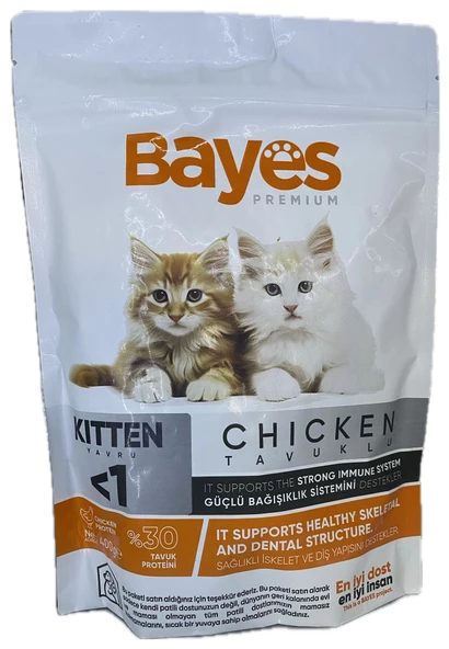 BAYES PREMİUM YAVRU KEDİ KURU MAMA TAVUKLU 400GR