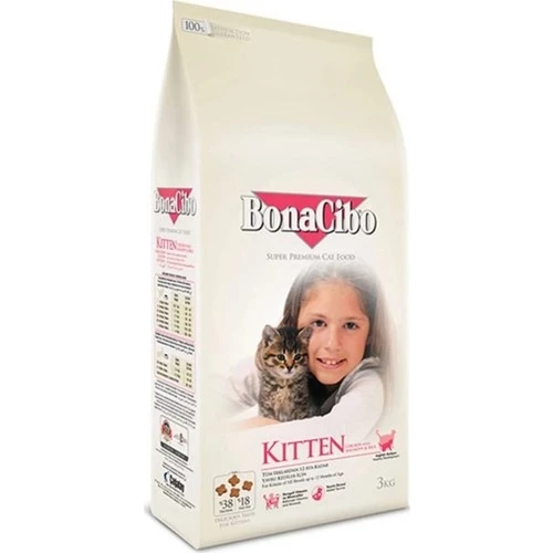 Bonacibo Kitten Tavuklu (Hamsi ve Pirinç Eşliğinde) Yavru Kedi Maması 1,5 Kg.