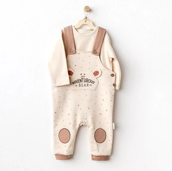 Andywawa AC25027 Adventurous Bear Bebek Salopet Takım Beige