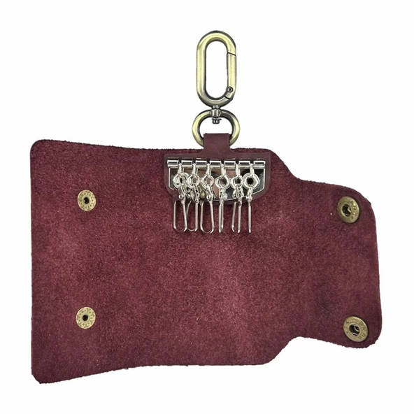 Hakiki Deri Tasarım Anahtarlık Crazy Bordo - 3
