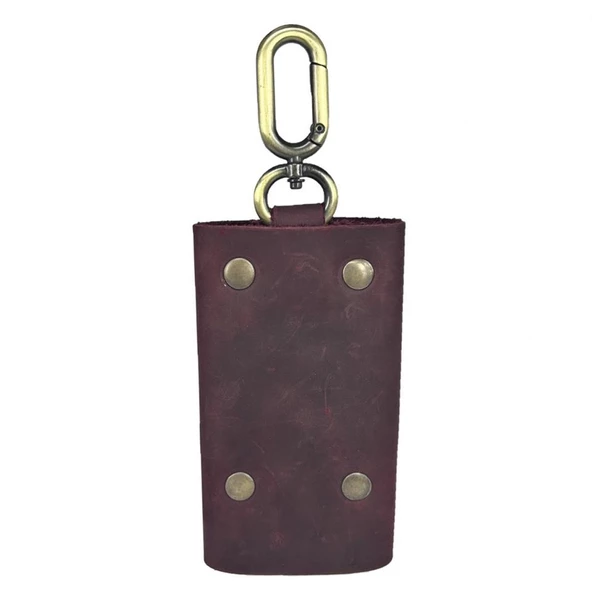 Hakiki Deri Antik Anahtarlık Crazy Bordo - 2
