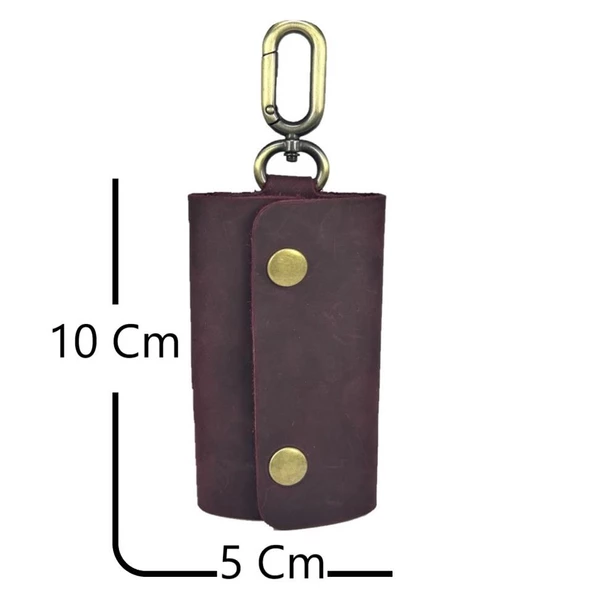 Hakiki Deri Antik Anahtarlık Crazy Bordo - 3