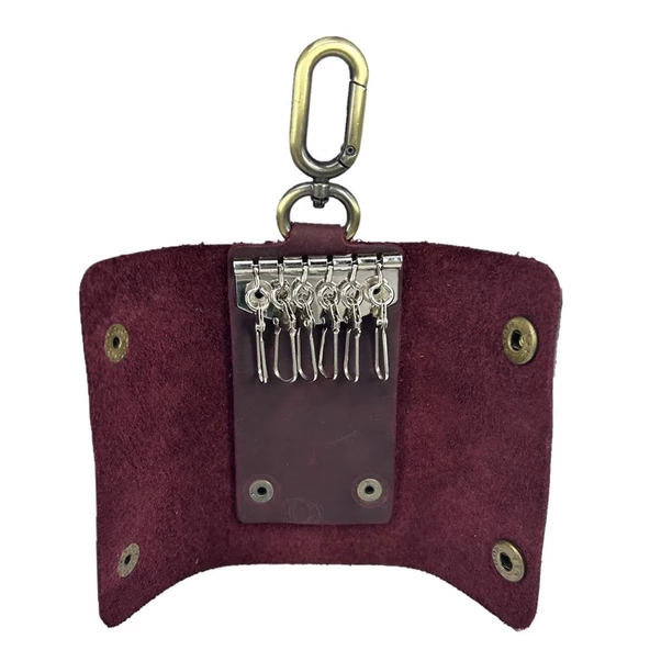 Hakiki Deri Antik Anahtarlık Crazy Bordo - 5