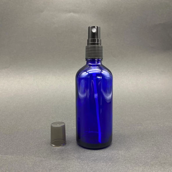 100 ml Cam Şişe Spreyli , 100 cc Siyah Spreyli Mavi Cam Şişe  x 6 Adet - 1