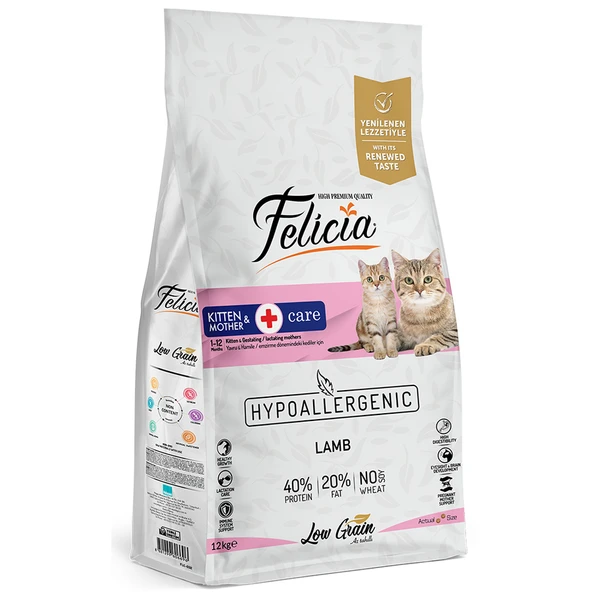 Felicia Az Tahıllı 12 Kg Yavru Kuzu Etli HypoAllergenic Kedi Maması - Resim 4