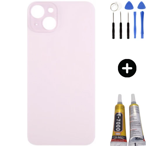 iPhone 15 Plus Uyumlu Arka Pil Batarya Kapak Pembe + Montaj Seti
