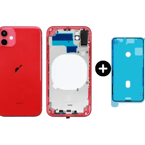 iPhone 11 Uyumlu Boş Kasa Kırmızı + Sıvı Ve Toz Bandı