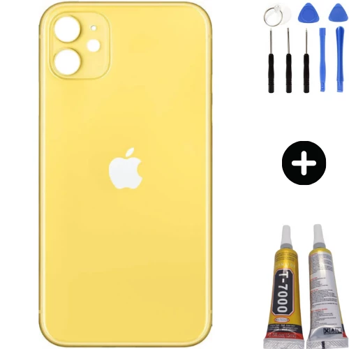 iPhone 11 Uyumlu Arka Pil Batarya Kapak Sarı + Montaj Seti