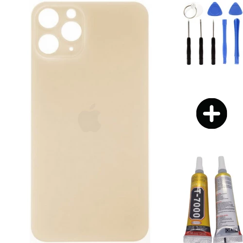 iPhone 11 Pro Uyumlu Arka Pil Batarya Kapak Gold + Montaj Seti - 1