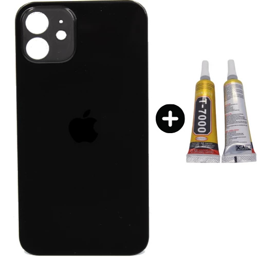 iPhone 12 Uyumlu Arka Pil Batarya Kapak Siyah + B7000