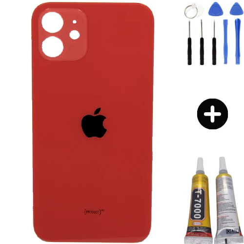 iPhone 12 Uyumlu Arka Pil Batarya Kapak Kırmızı + Montaj Seti