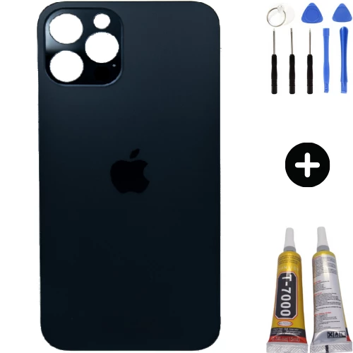 iPhone 12 Pro Uyumlu Arka Pil Batarya Kapak Mavi + Montaj Seti