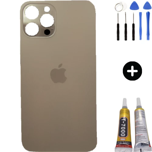 iPhone 12 Pro Max Uyumlu Arka Pil Batarya Kapak Gold + Toz Bandı