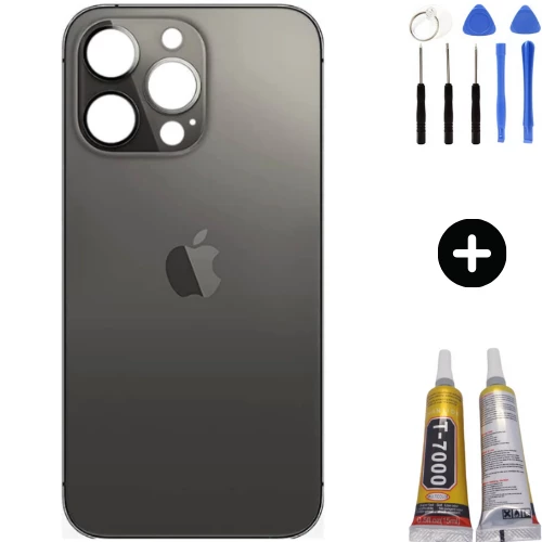 iPhone 13 Pro Uyumlu Arka Pil Batarya Kapak Siyah + Montaj Seti