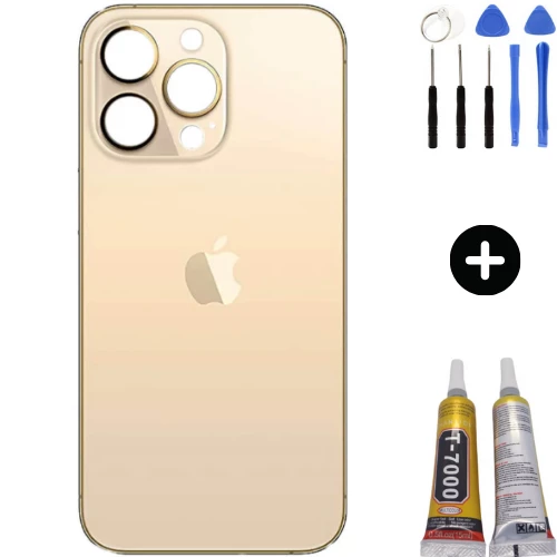 iPhone 13 Pro Max Uyumlu Arka Pil Batarya Kapak Gold + Montaj Seti