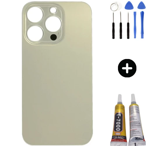 iPhone 14 Pro Uyumlu Arka Pil Batarya Kapak Gold + Montaj Kiti