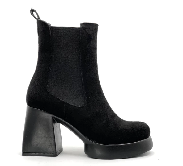 Seribo Lastikli Platform Taban 9 Cm Topuklu Kadın Bot - Resim 4