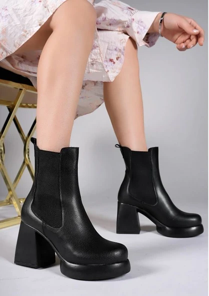 Seribo Lastikli Platform Taban 9 Cm Topuklu Kadın Bot ürün görseli