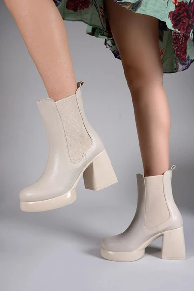 Seribo Lastikli Platform Taban 9 Cm Topuklu Kadın Bot - Resim 6