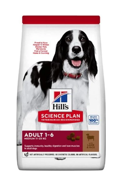 Hills Adult Medium Lamb Rice Kuzu Etli ve Pirinçli Yetişkin Köpek Maması 14 kg