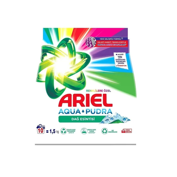Ariel Dağ Esintisi Renklilere Özel 1,5 Kg Aquapudra Toz Deterjan x 3 Adet - 3