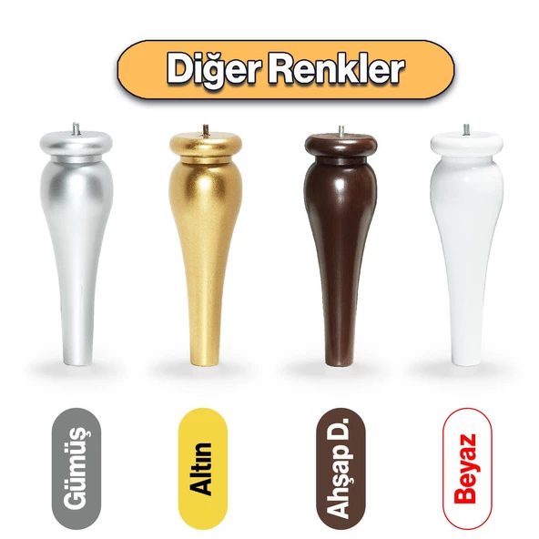 Sembol Plastik Sehpa Ayağı 30 cm Gümüş Gri 4 Adet Mobilya Çay Orta Sehpası M8 Civatalı Ayak Ayaklar - 4