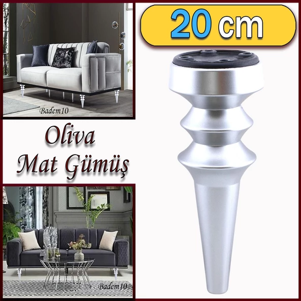Oliva Mobilya Kanepe Koltuk Tv Ünitesi Baza Ayağı Zigon Orta Sehpası Ayak Ayakları 20 cm Mat Gümüş ürün görseli