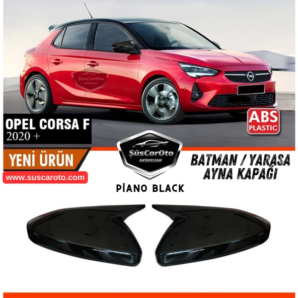 Opel Corsa F 2019 Sonrası Uyumlu Batman Yarasa Ayna Kapağı Piano Black ABS Plastik Sağ Sol Takım - Resim 4