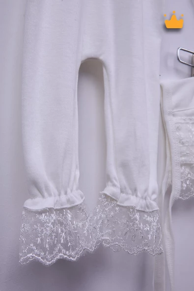 Babyhola %100 Pamuk Kız Bebek Şapkalı Eldivenli Güpürlü Bayramlık Şık Tulum 3658 - 6