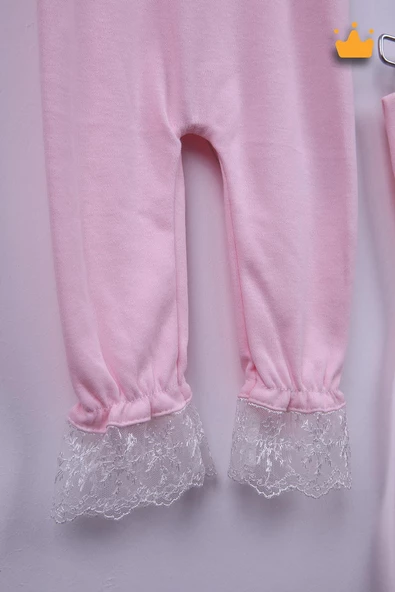 Babyhola %100 Pamuk Kız Bebek Şapkalı Eldivenli Güpürlü Bayramlık Şık Tulum 3658 - 12