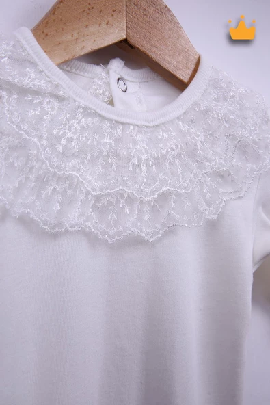 Babyhola %100 Pamuk Kız Bebek Şapkalı Eldivenli Güpürlü Bayramlık Şık Tulum 3658 - 5