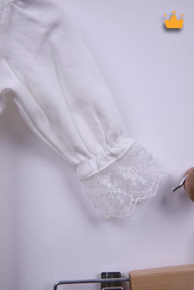 Babyhola %100 Pamuk Kız Bebek Şapkalı Eldivenli Güpürlü Bayramlık Şık Tulum 3658 - 4