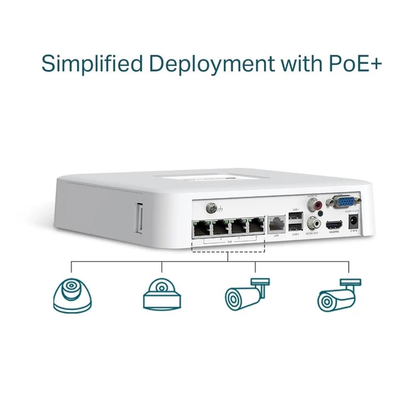 Tp-Link VIGI NVR1104H-4P 4 Kanal NVR (H.265+4K (2CH 8MP-4CH 4MP) PoE 53W - 6
