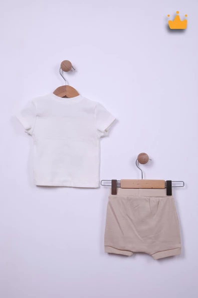 Babyhola %100 Pamuk Maymun Baskı Kaşkorse Şortlu Takım 3483 - 11