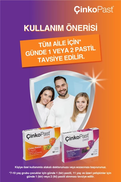Çinkopast Nane Zencefil Kara Mürver Pastil 12'li - 2