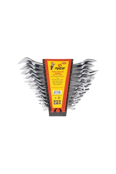 Rico 020-RC8012 12PC Ekstra Düz Kısa Açık Ağız Anahtar Seti