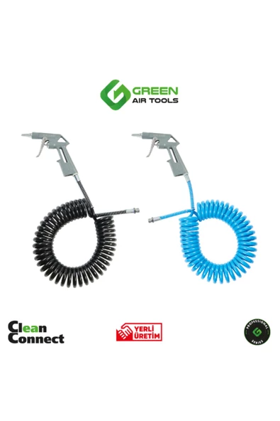 Green Air Tools Green 5*8 7,5 Metre Metal Tabancalı Spiral Hava Hortumu ürün görseli 1