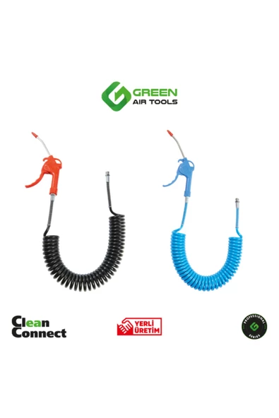 Green Air Tools Green 5*8 PE Plastik Tabancalı Spiral Hava Hortumu