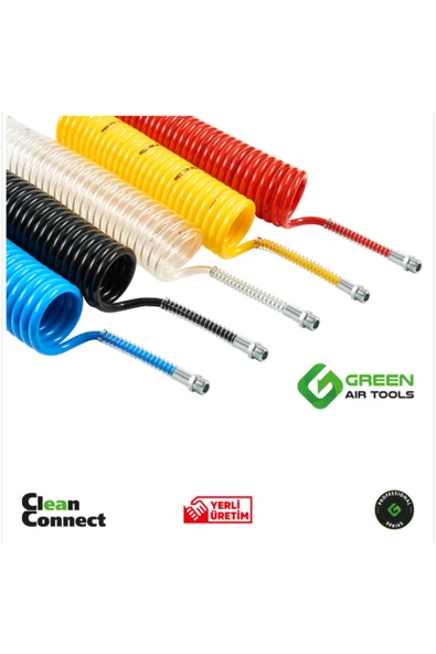 Green Air Tools Green 5*8 PU 15Metre Spiral Hava Hortumu