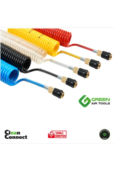 Green Air Tools Green 5*8 PE 5Metre Jacklı Spiral Hava Hortumu