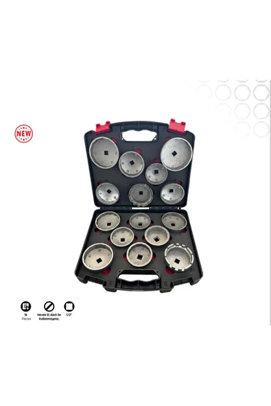 Wossen 41600 1/2 15 Parça Tas Tipi Yağ Filtre Sökme Seti Takımı