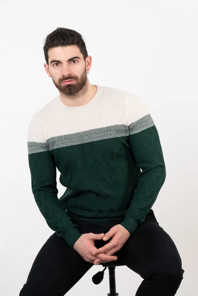 SAN&FA SIFIR YAKA SLİMFİT TRİKO KAZAK - 5