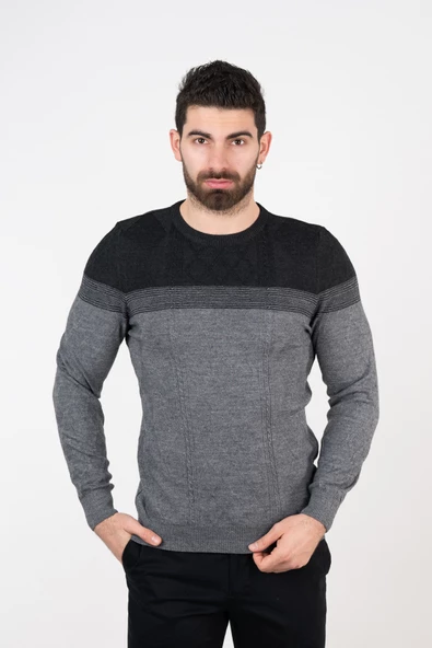 SAN&FA SIFIR YAKA SLİMFİT TRİKO KAZAK - 6