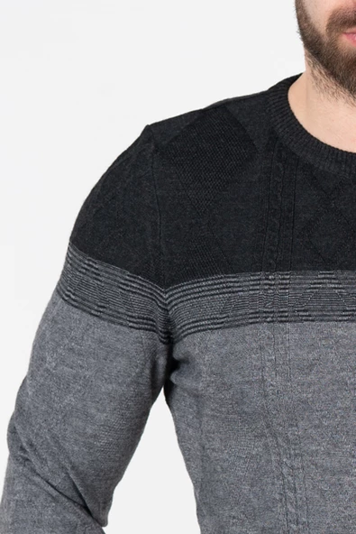 SAN&FA SIFIR YAKA SLİMFİT TRİKO KAZAK - 9