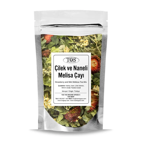 Çilek ve Naneli Melisa Çay Karışımı 100 gr (1. Kalite)