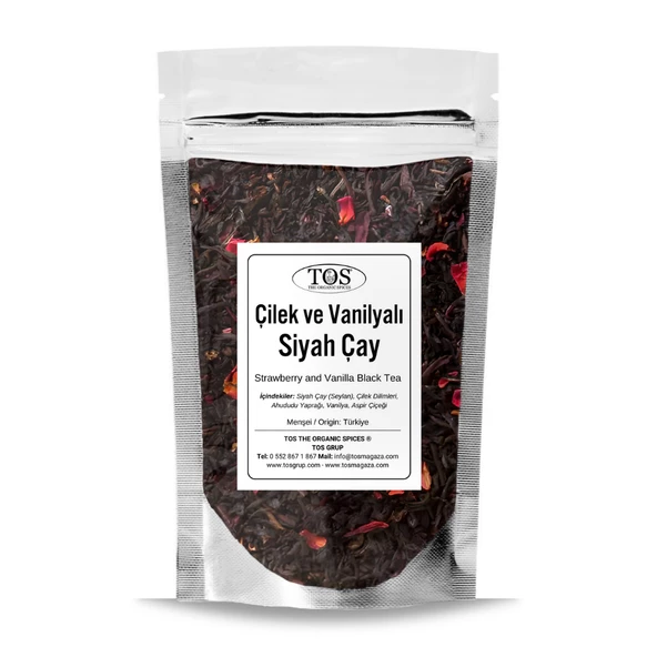 Çilek ve Vanilyalı Siyah Çay 100 gr (1. Kalite) ürün görseli 1