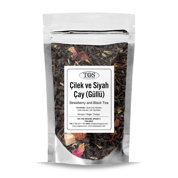 Çilek ve Siyah Çay (Güllü) 250 gr (1. Kalite) ürün görseli 1