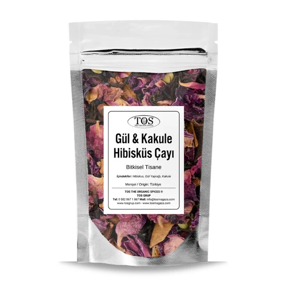 Gül & Kakule ve Hibisküs Çayı (Bitkisel Tisane) 100 gr (1. Kalite) ürün görseli 1